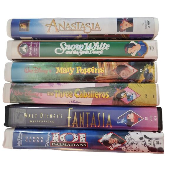 6 WALT DISNEY Masterpiece VHS tapes Fantasia Snow White Poppins FOX Anastasia - Picture 8 of 8